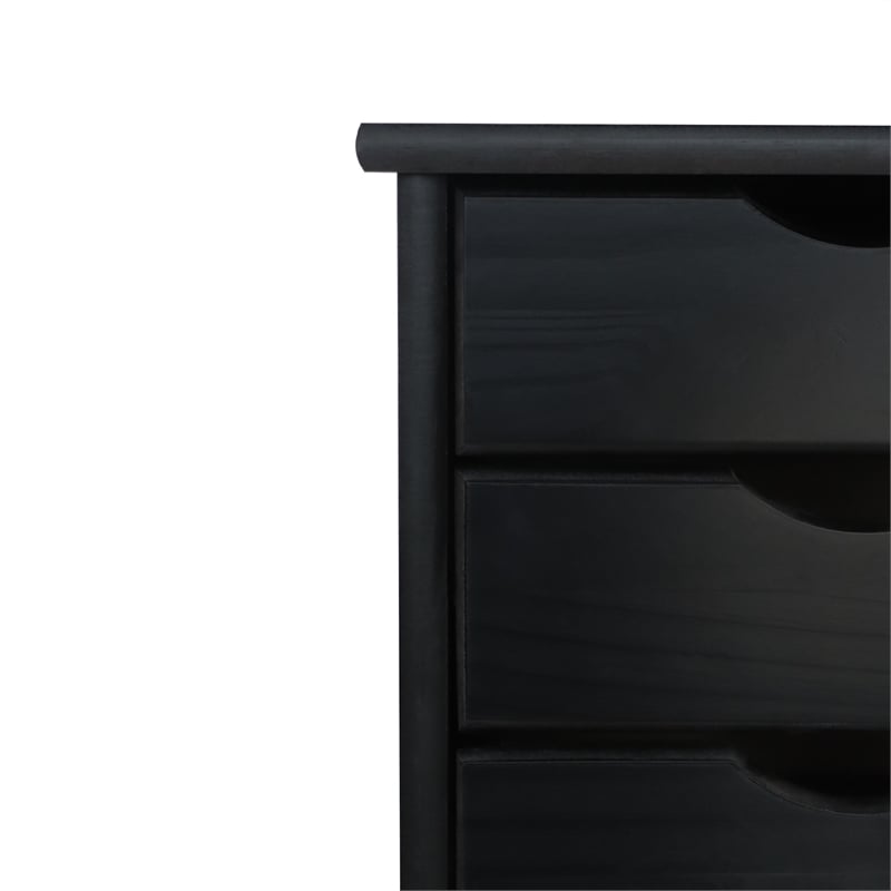Jela Solid Wood 6 Drawer Roll Cart in Black