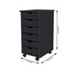 Jela Solid Wood 6 Drawer Roll Cart in Black