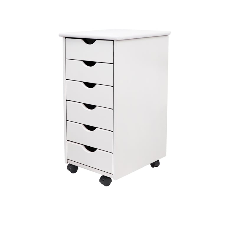 Jela Solid Wood 6 Drawer Roll Cart in White