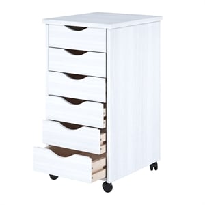 Jela Solid Wood 6 Drawer Roll Cart in White