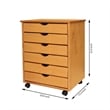 Jela Solid Wood 6 Drawer Wide Roll Cart in Med Pine