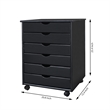 Jela Solid Wood 6 Drawer Wide Roll Cart in Black