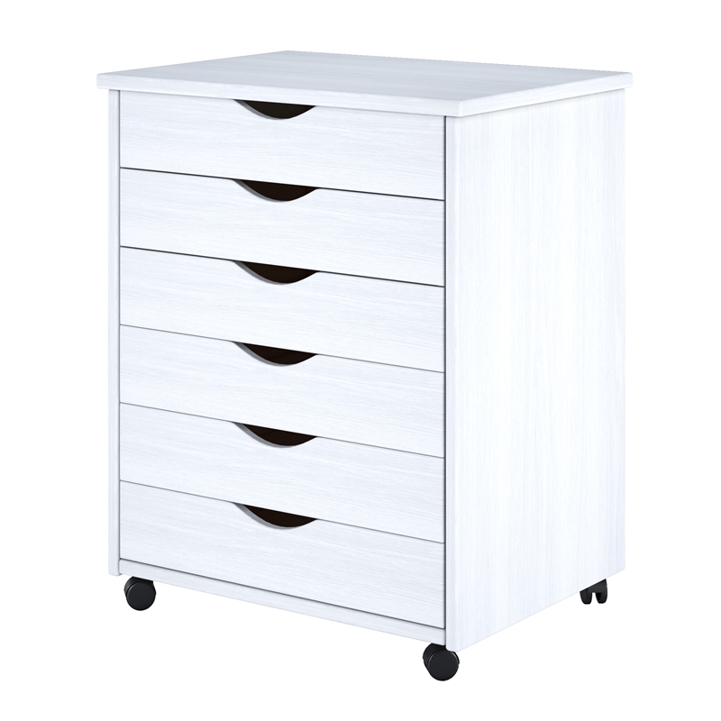 Jela Solid Wood 6 Drawer Wide Roll Cart in White