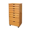 Jela Solid Wood 6+2 Drawer Wide Roll Cart in Med Pine