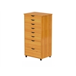 Jela Solid Wood 6+2 Drawer Wide Roll Cart in Med Pine