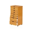 Jela Solid Wood 6+2 Drawer Wide Roll Cart in Med Pine