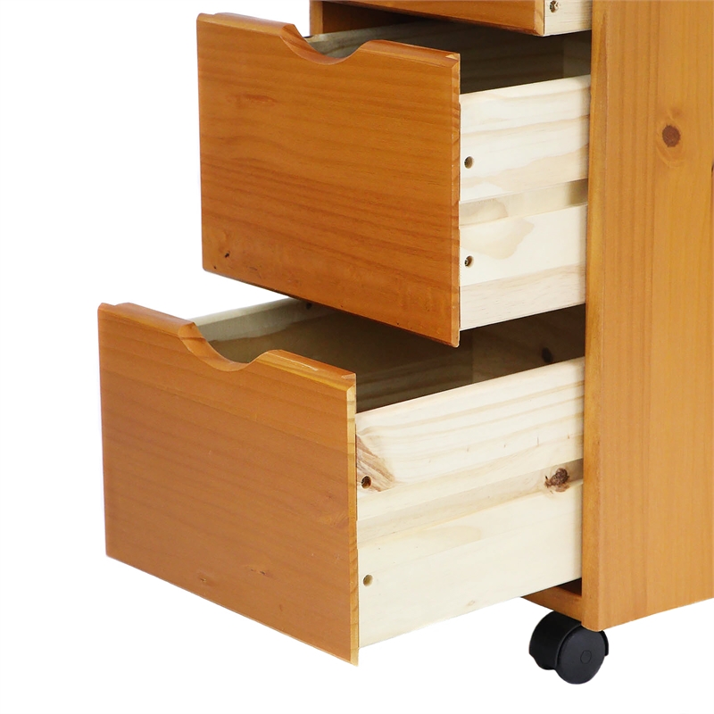 Jela Solid Wood 6+2 Drawer Roll Cart in Med Pine