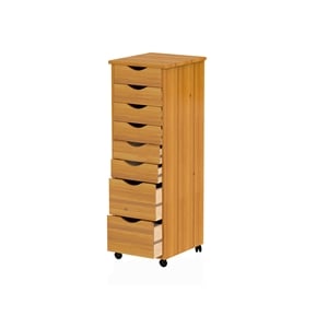 Jela Solid Wood 6+2 Drawer Roll Cart in Med Pine