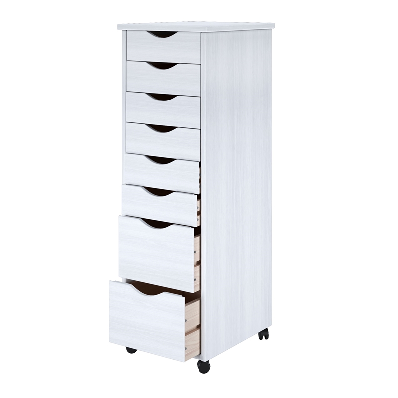 Jela Solid Wood 6+2 Drawer Roll Cart in White