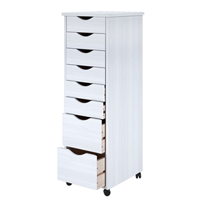 Jela Solid Wood 6+2 Drawer Roll Cart in White