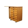 Jela Solid Wood 7 Drawer Gate Leg Roll Cart Desk in Medium Wood