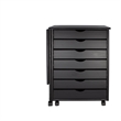 Jela Solid Wood 7 Drawer Gate Leg Roll Cart Desk in Black