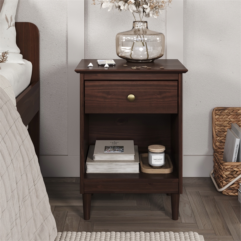 JELA Spencer 1 Drawer Nightstand in Walnut
