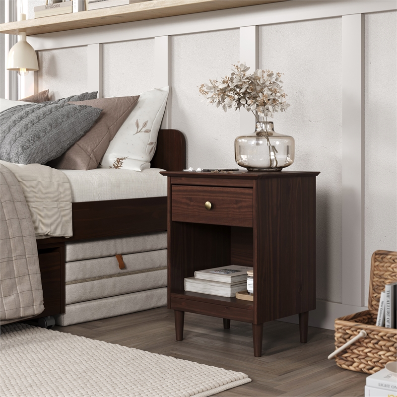 JELA Spencer 1 Drawer Nightstand in Walnut