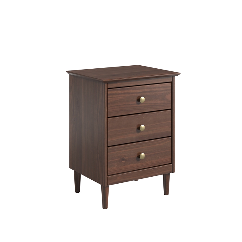 JELA Spencer 3 Drawer Nightstand in Walnut