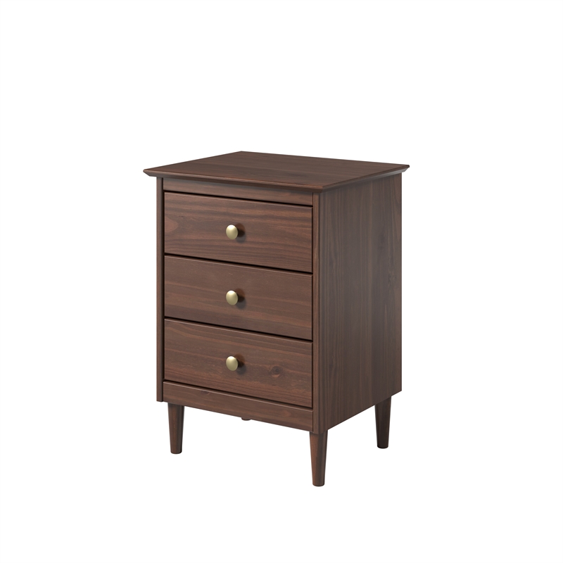 JELA Spencer 3 Drawer Nightstand in Walnut