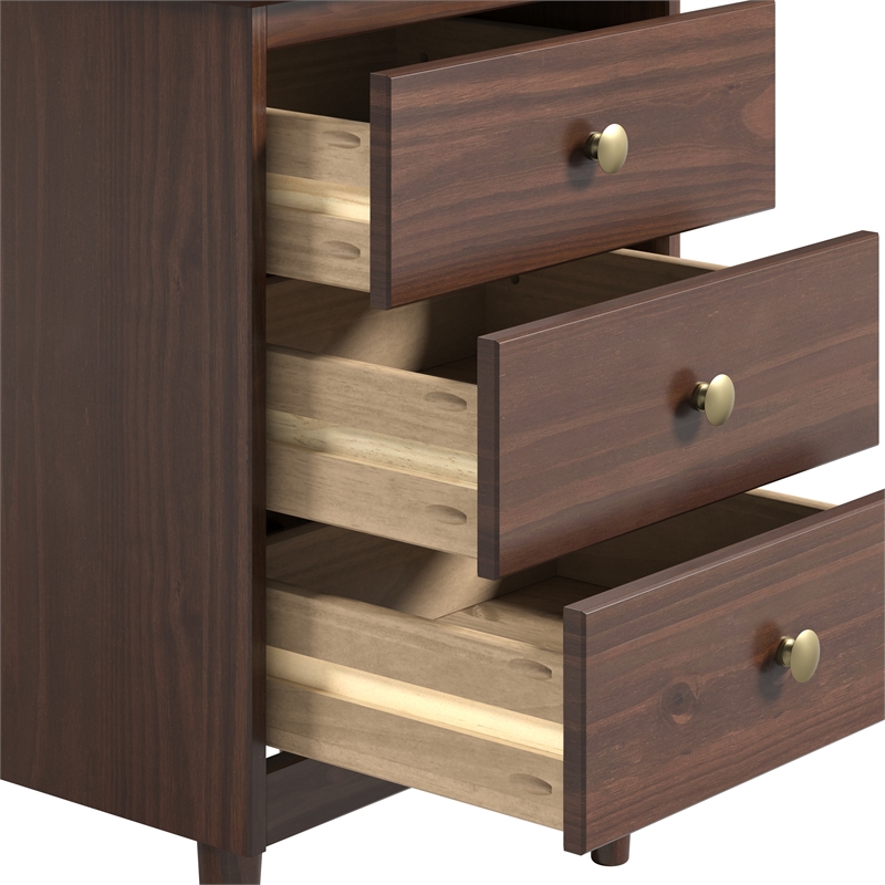 JELA Spencer 3 Drawer Nightstand in Walnut