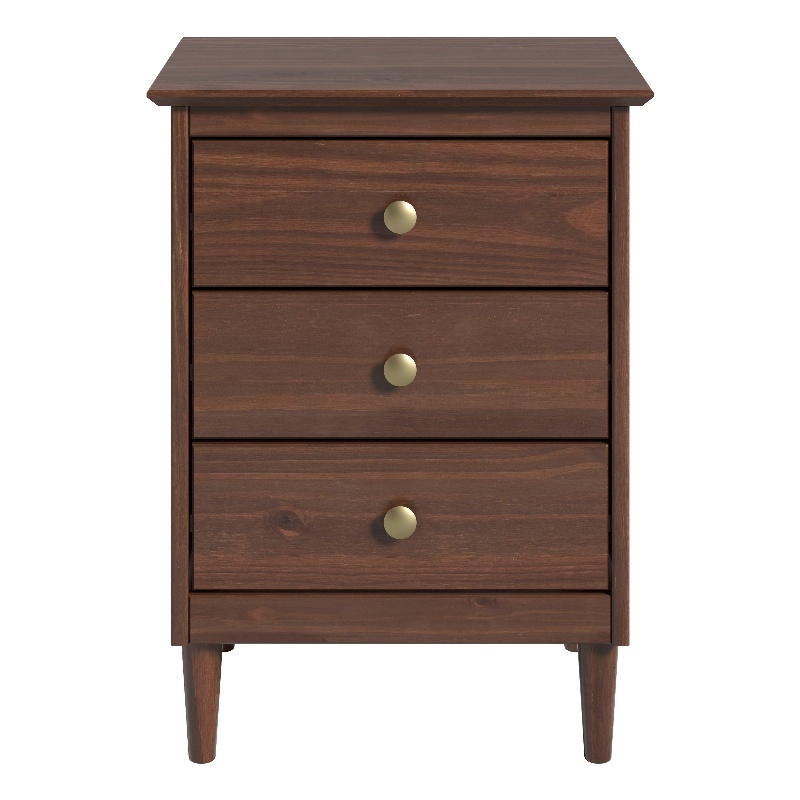 JELA Spencer 3 Drawer Nightstand in Walnut