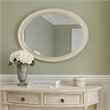 Oval Shaped Wooden Mirror with Molded Details- Antique White