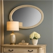 Oval Shaped Wooden Mirror with Molded Details- Antique White