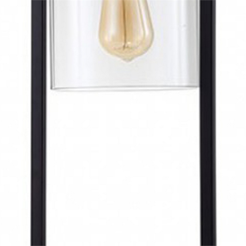 Table Lamp with Open Rectangular Metal Frame and Clear Shade- Black