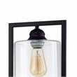 Table Lamp with Open Rectangular Metal Frame and Clear Shade- Black