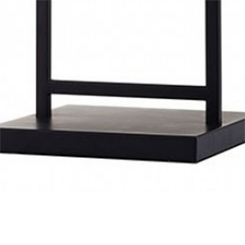 Table Lamp with Open Rectangular Metal Frame and Clear Shade- Black
