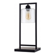 Table Lamp with Open Rectangular Metal Frame and Clear Shade- Black