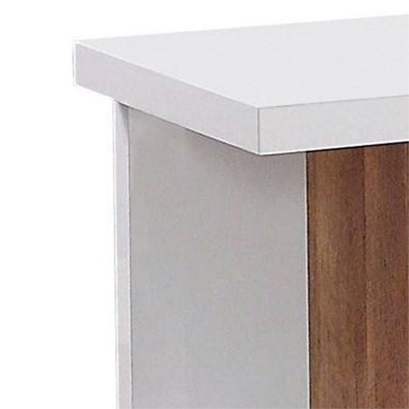 End Table with Open Bottom Parted Shelf- White and Brown