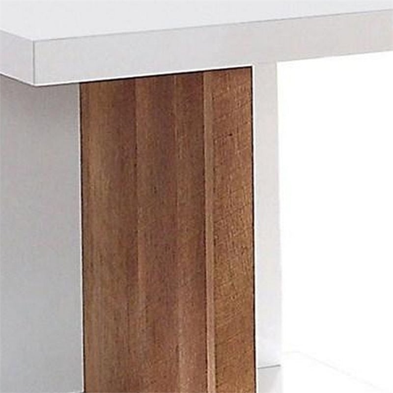 End Table with Open Bottom Parted Shelf- White and Brown