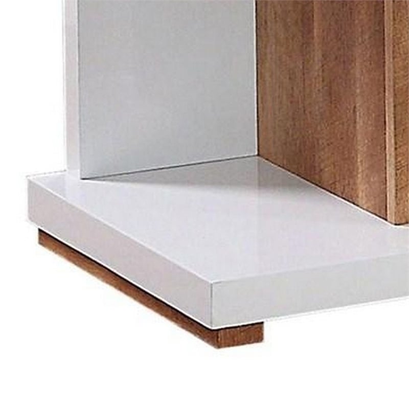 End Table with Open Bottom Parted Shelf- White and Brown
