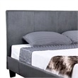Faux Leather Upholstered Twin Bed with Vertical Stitched Details- Gray