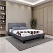 Faux Leather Upholstered Twin Bed with Vertical Stitched Details- Gray