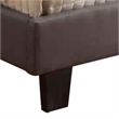Leatherette Platform Style Queen Size Bed with Tapered Block Feet- Gray