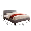 Leatherette Platform Style Queen Size Bed with Tapered Block Feet- Gray