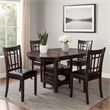 5 Piece Dining Set- 42 Inch Round Extendable Table With 4 Chairs- Espresso