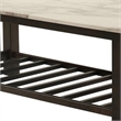 Moen 47 Inch Coffee Table- White Faux Marble Top- Bottom Shelf- Black Wood
