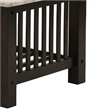 Moen 47 Inch Coffee Table- White Faux Marble Top- Bottom Shelf- Black Wood