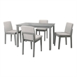 Zory 5pc Dining Table Set with 4 Cushioned Chairs- Beige Burlap- Gray Wood