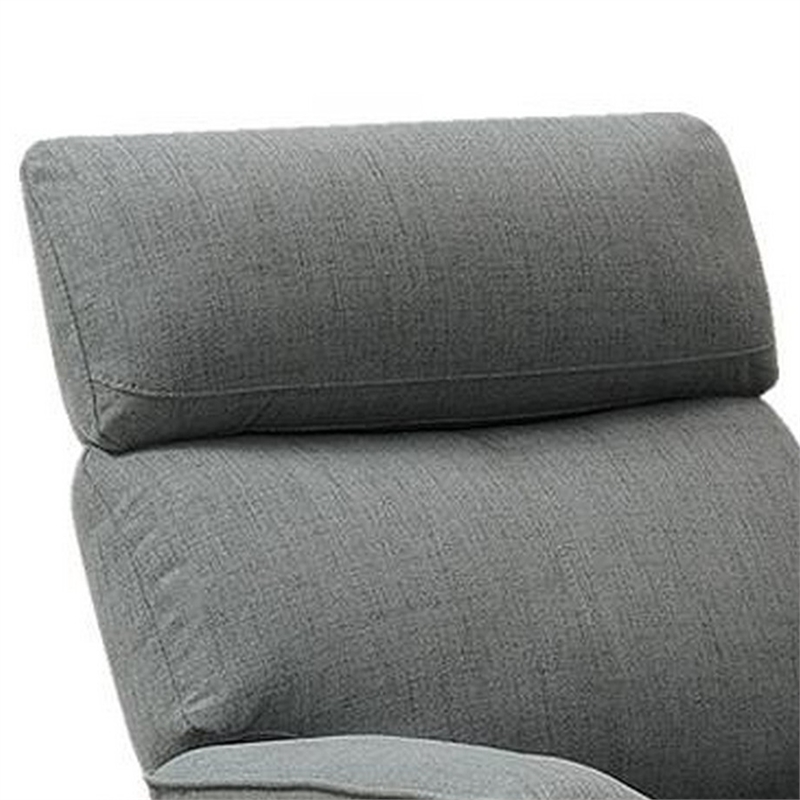 Fery 35 Inch Manual Recliner Chair- Gray Burlap- Cushioned Seat- Solid Wood