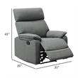Fery 35 Inch Manual Recliner Chair- Gray Burlap- Cushioned Seat- Solid Wood