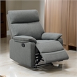 Fery 35 Inch Manual Recliner Chair- Gray Burlap- Cushioned Seat- Solid Wood