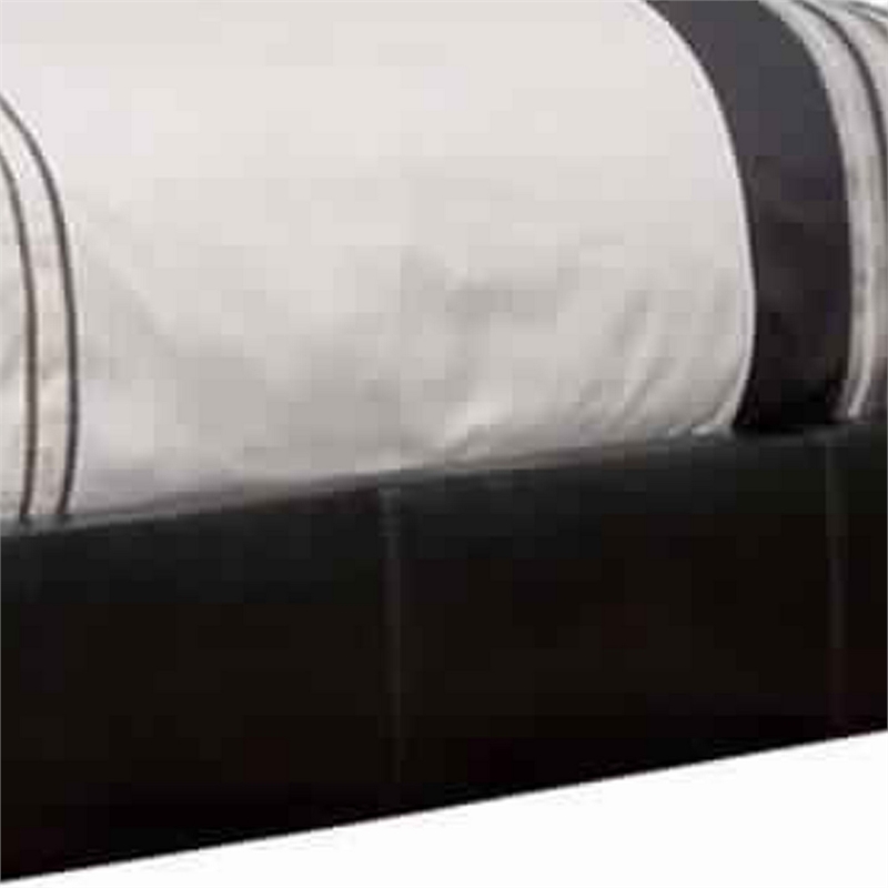 Leatherette Platform Style Queen Bed with Tapered Block Feet- Dark Brown