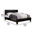 Leatherette Platform Style Queen Bed with Tapered Block Feet- Dark Brown