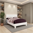 Leatherette Platform Style Queen Size Bed with Tapered Block Feet- White