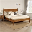 Mid Century Modern Wood Queen Bed- Round Tapered Legs- Oak Brown