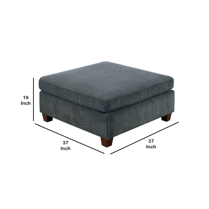 37 Inches Fabric Upholstered Wooden Ottoman- Gray