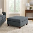 37 Inches Fabric Upholstered Wooden Ottoman- Gray
