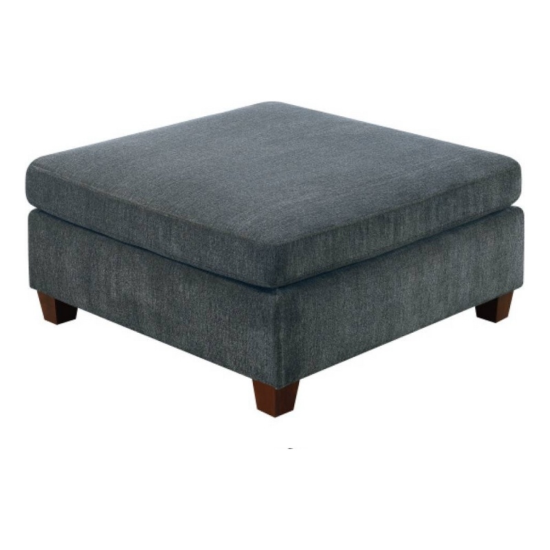 37 Inches Fabric Upholstered Wooden Ottoman- Gray