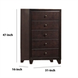 Transitional Wooden Chest with Five Spacious Drawers- Brown